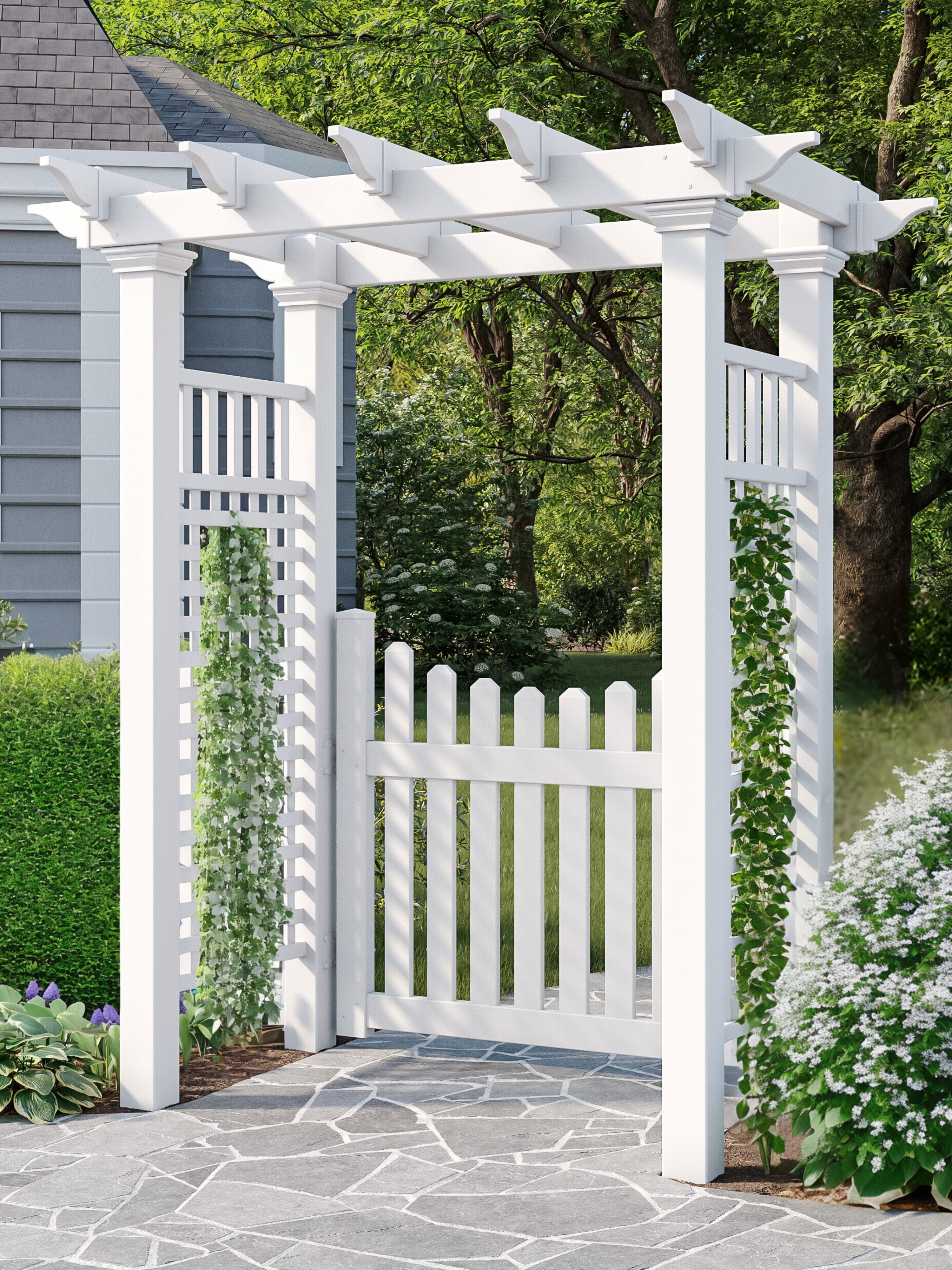 wooden trellis with gate Fairfield Arbor with Gate