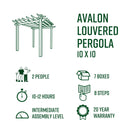 10x10 Avalon Louvered Pergola Pergola Vita