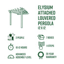 12x12 Elysium Attached Louvered Pergola Pergola Vita
