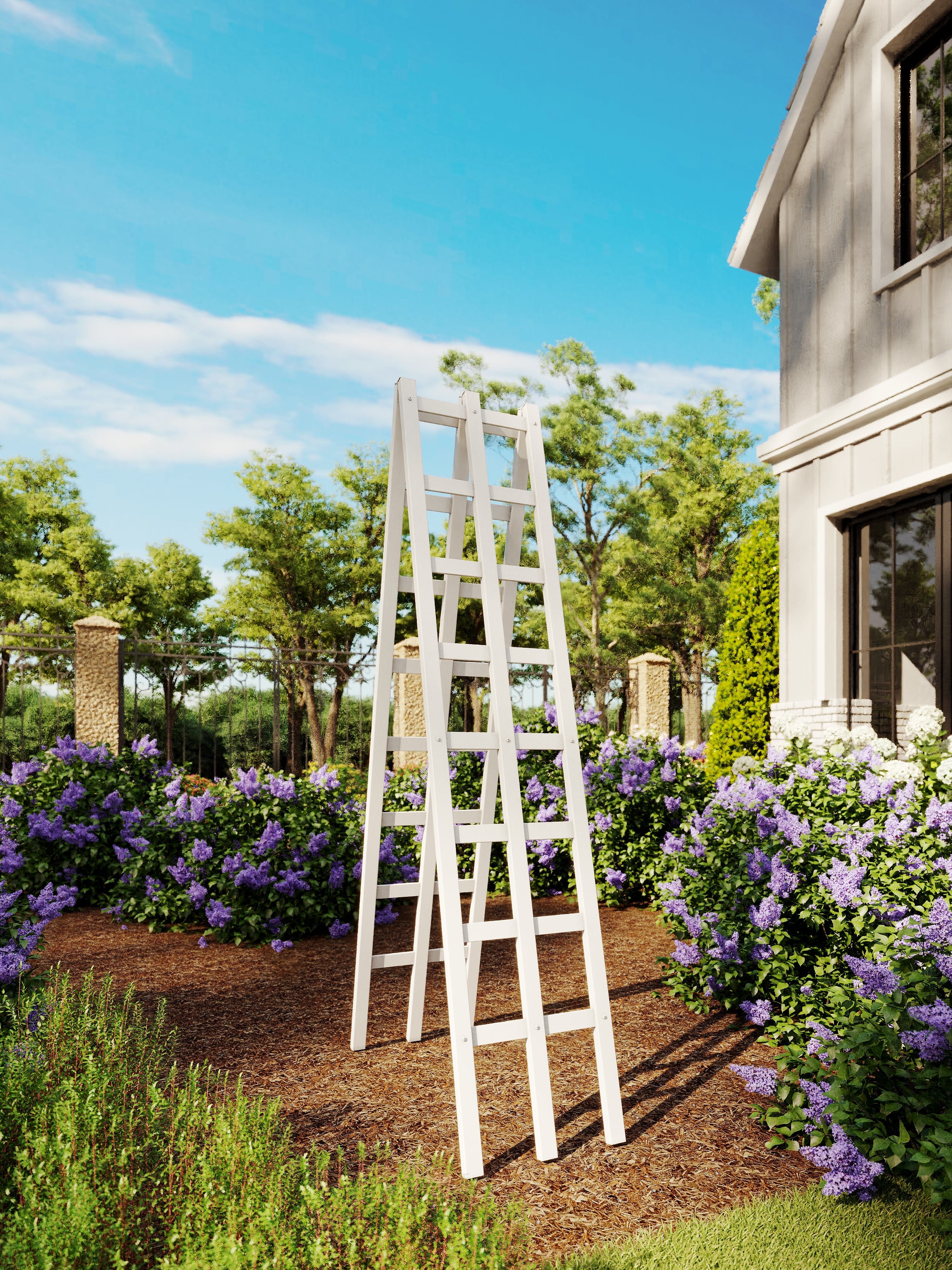 garden wooden trellis Vita Classic 14 in. L X 68 in. H Vinyl A-Frame Ladder Garden Trellis, White