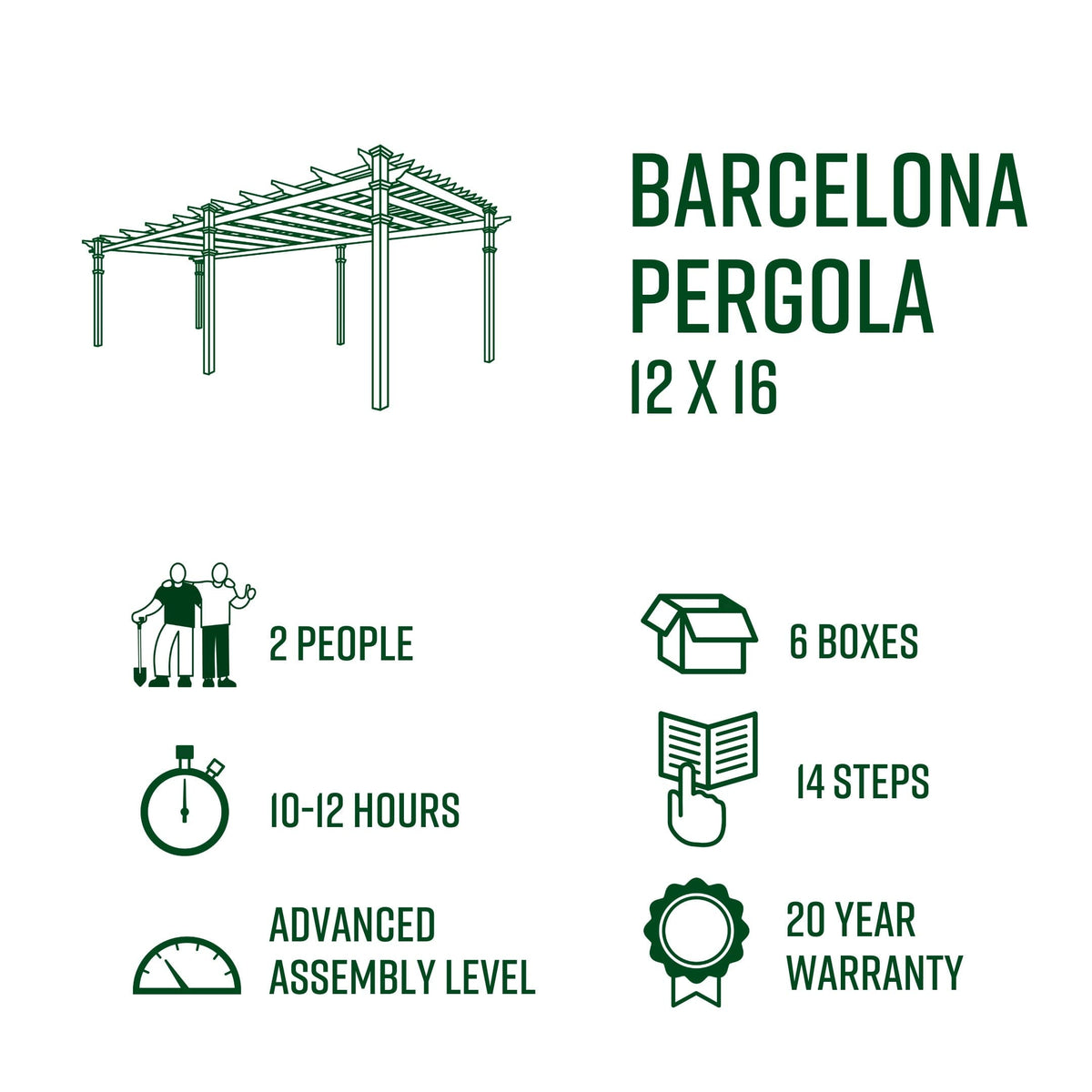 12x16 Barcelona Pergola