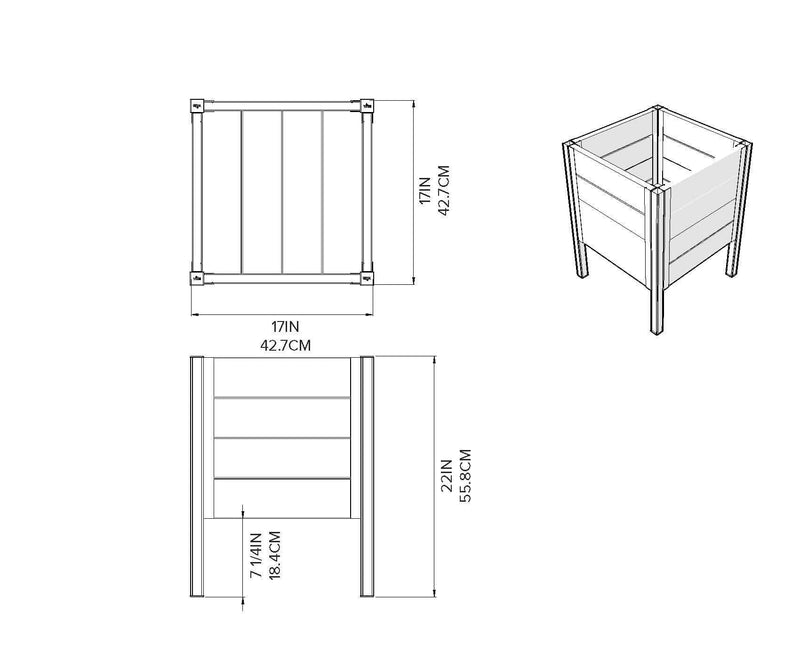 URBANA 17x17 Raised Planter Planter Vita 