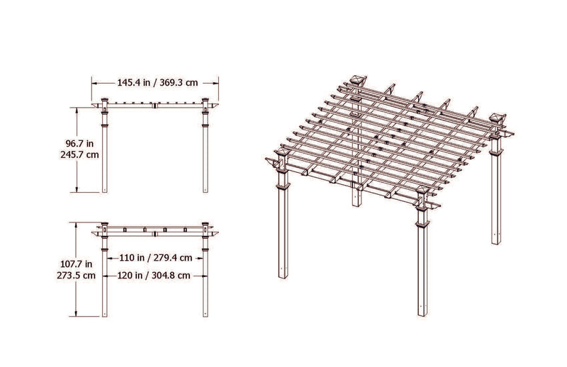 Classic Pergola with Canvas Weave Shade Pergola Vita 