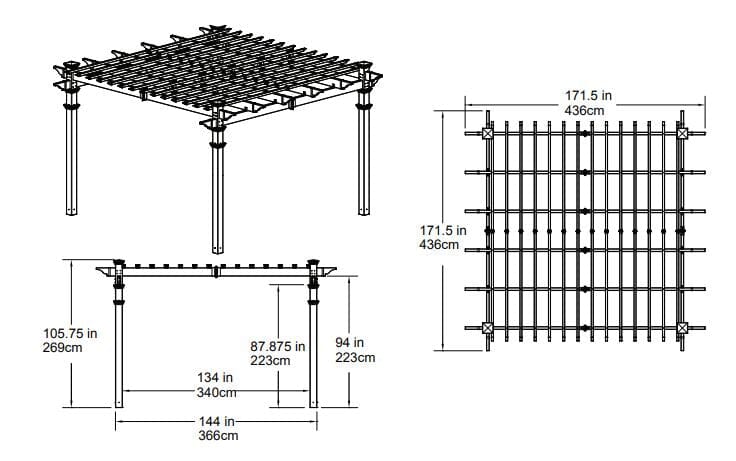 Classic Pergola with Canvas Weave Shade Pergola Vita 