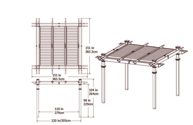 10x10 Avalon Louvered Pergola Pergola Vita 