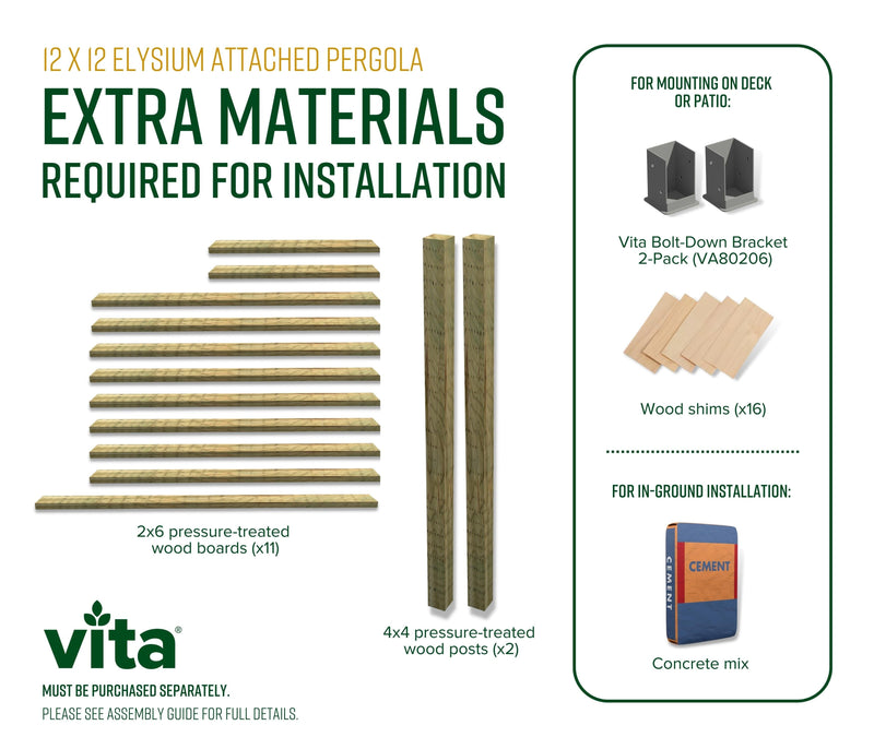 12x12 Elysium Attached Louvered Pergola