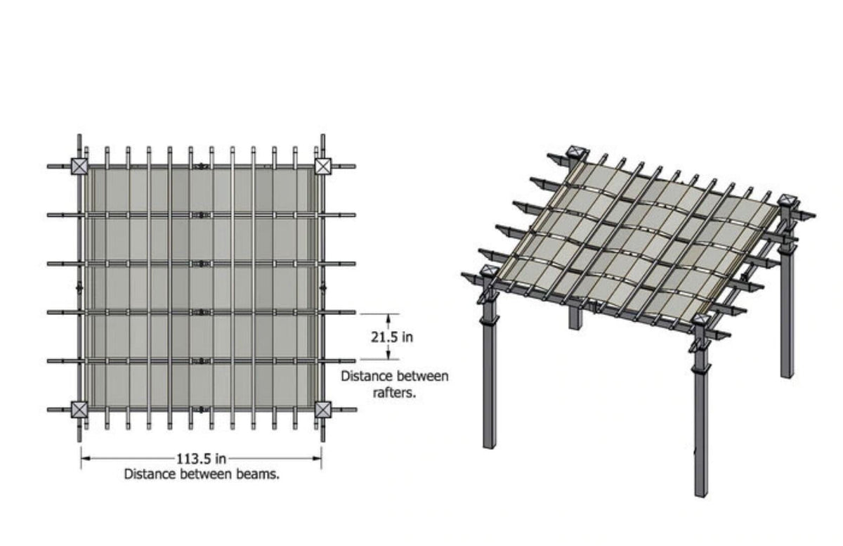 10x10 Deluxe Pergola with Tall Base Moldings and Canvas Weave