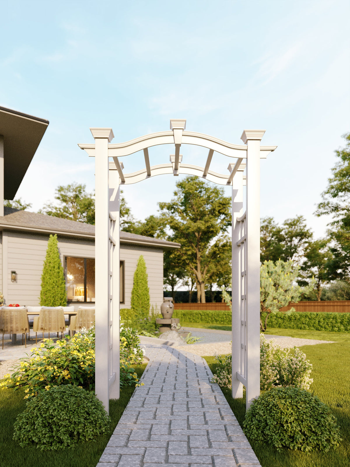white wood trellis arch Florence Arbor