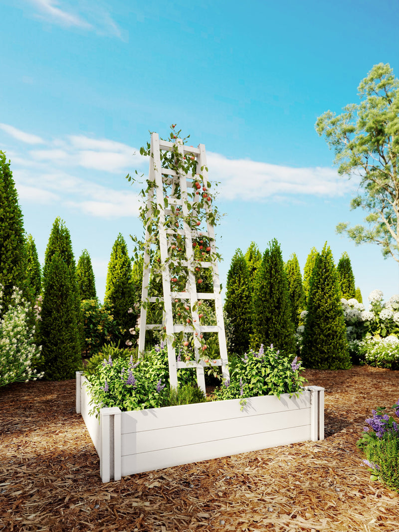 white wooden garden trellis CLASSIC Ladder Trellis