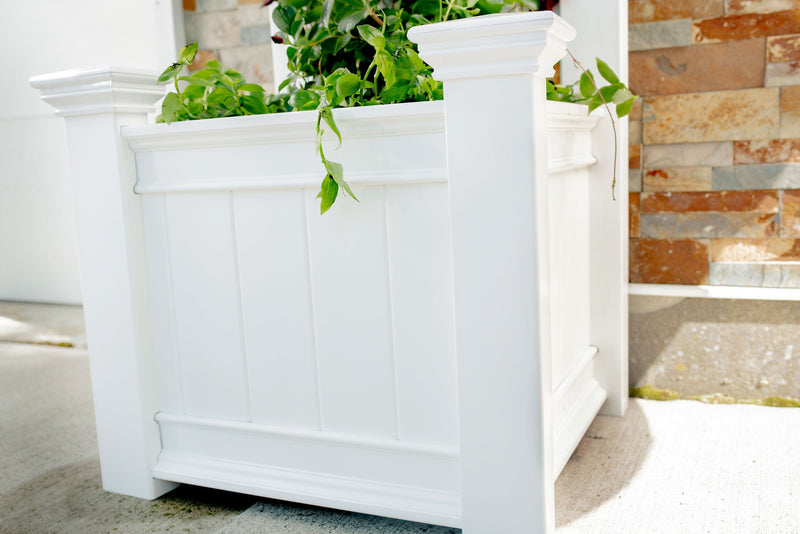 white planter with trellis CLASSIC Kensington Planter Box & Trellis