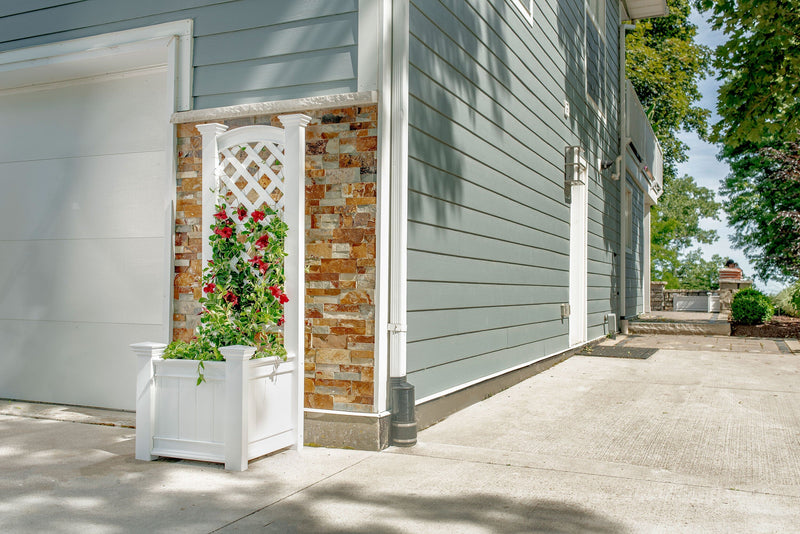 white vinyl trellis with planter Kensington Planter with Trellis
