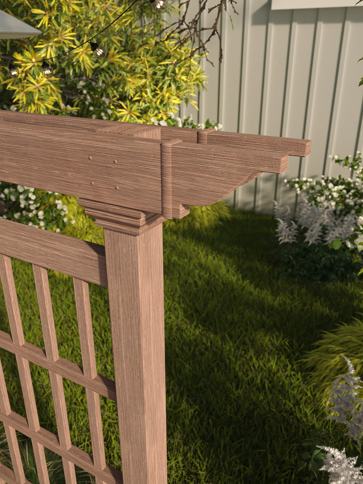 wood privacy trellis Vita 80"L x 90"H Colonial Embossed Vinyl Privacy Screen, Brown, VA84051