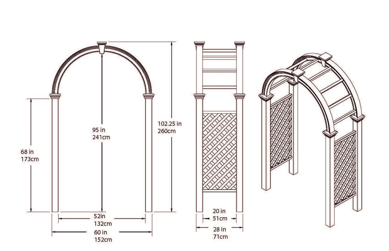 CLASSIC Nantucket Deluxe Arbor with Gate and Wings Arbor Vita 