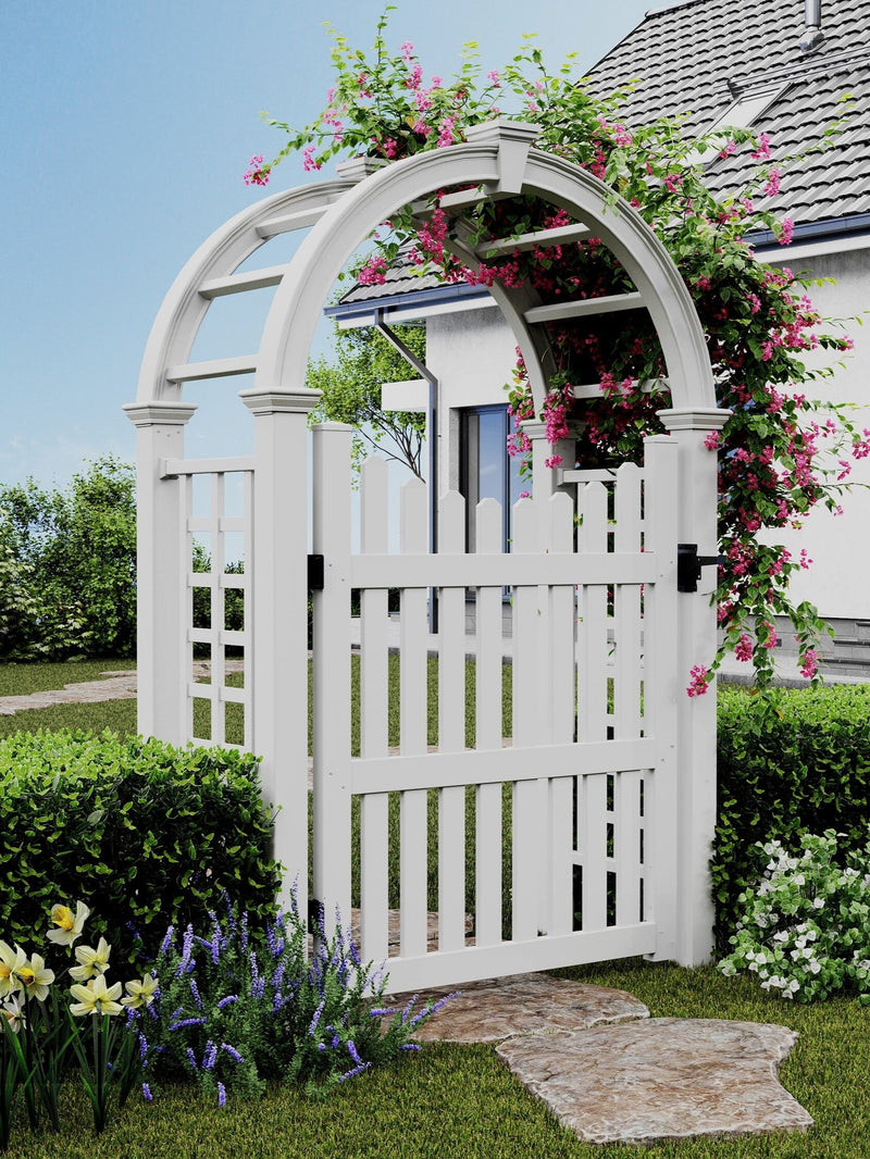wooden trellis arch with gate Nantucket Deluxe Arbor with Gate
