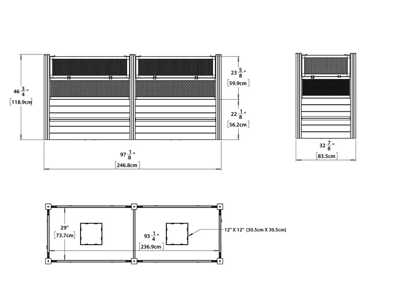 Classic 33" x 97" Keyhole Composting Garden with Fencing Garden Vita 