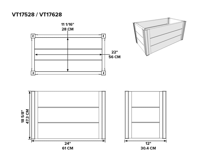 Urbana 12" x 24" Planter - 2 Pack Planter Vita 