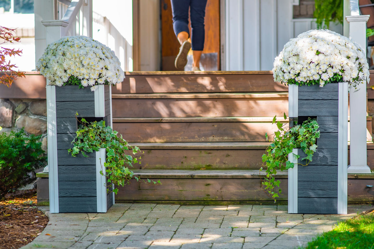 pillar plant pot Urbana Pillar Planter Slate Gray