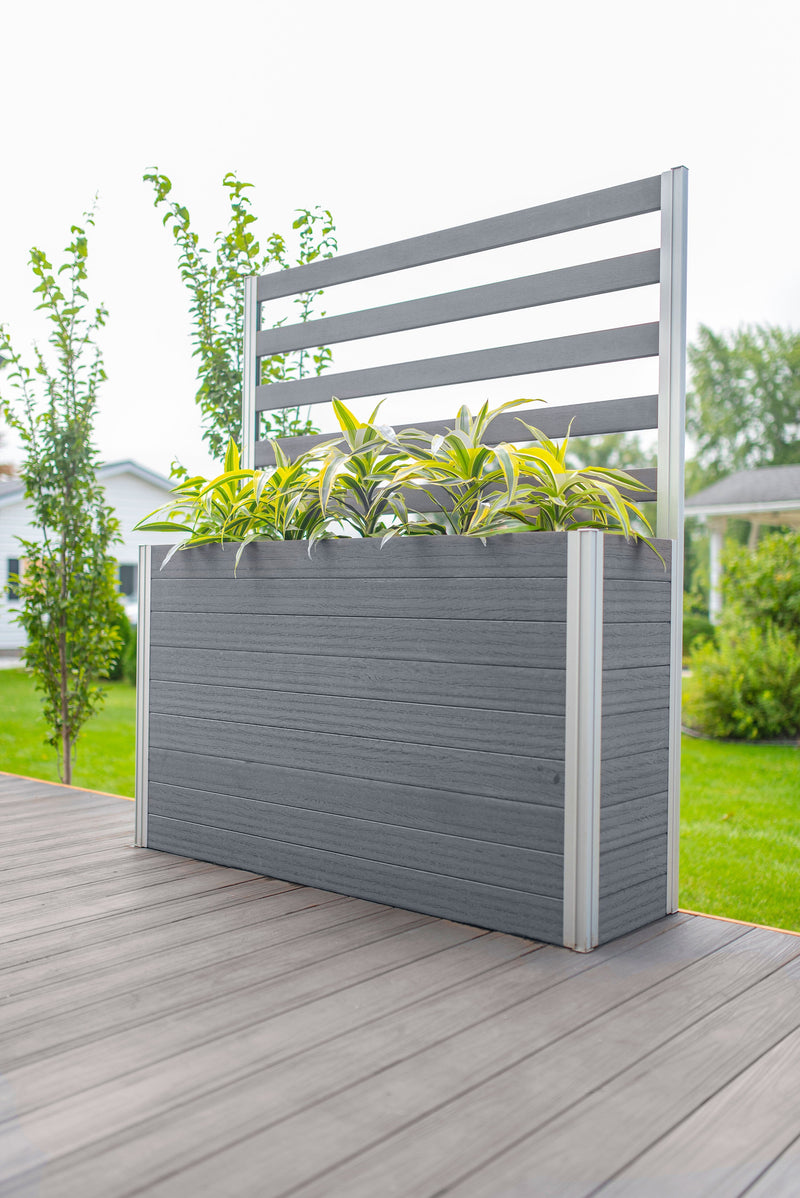 URBANA Large Parklette with Trellis Planter Vita Slate Gray 