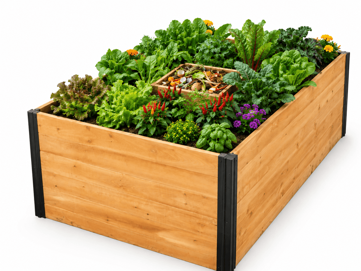 日本産柘植　ボックス　クローソン　セミヒル MEZZA 3x5 Keyhole Composting Garden