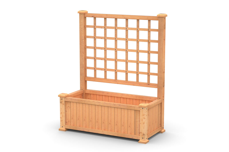 outdoor wooden planters with trellis Vita 38 in. x 19 in. x 47 in. Rosewood, Golden Brown, Cedar Wood, Planter with Trellis