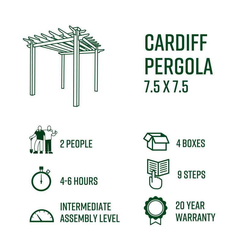 7.5x7.5 Cardiff Pergola Pergola Vita 