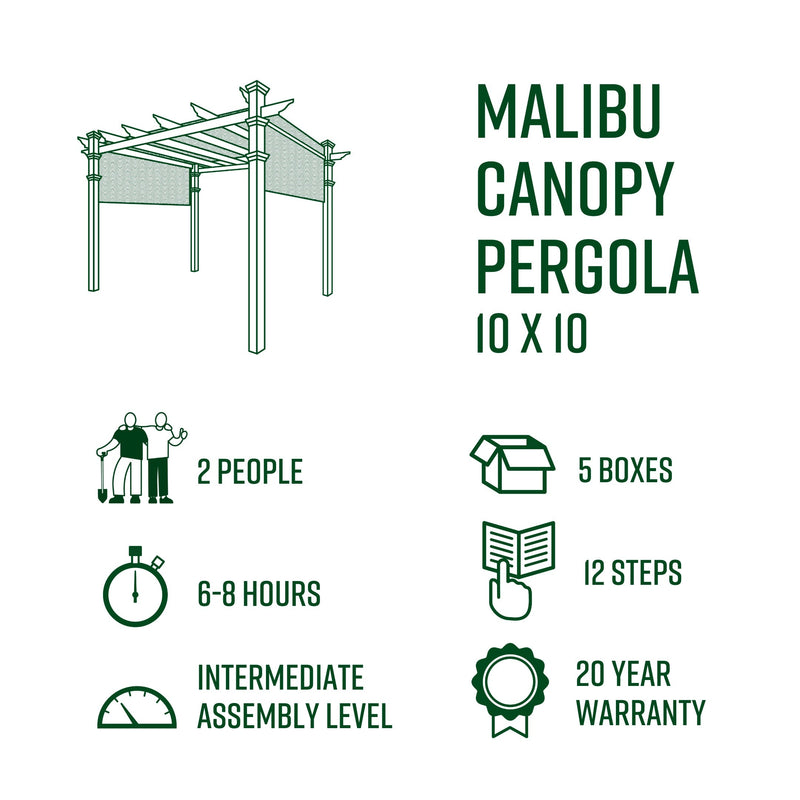 10x10 Malibu Canopy Pergola Pergola Vita 