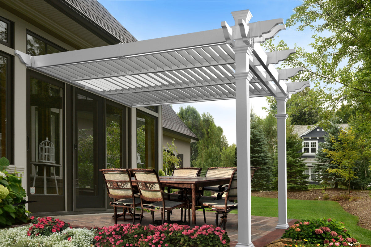 12x12 Elysium Attached Louvered Pergola