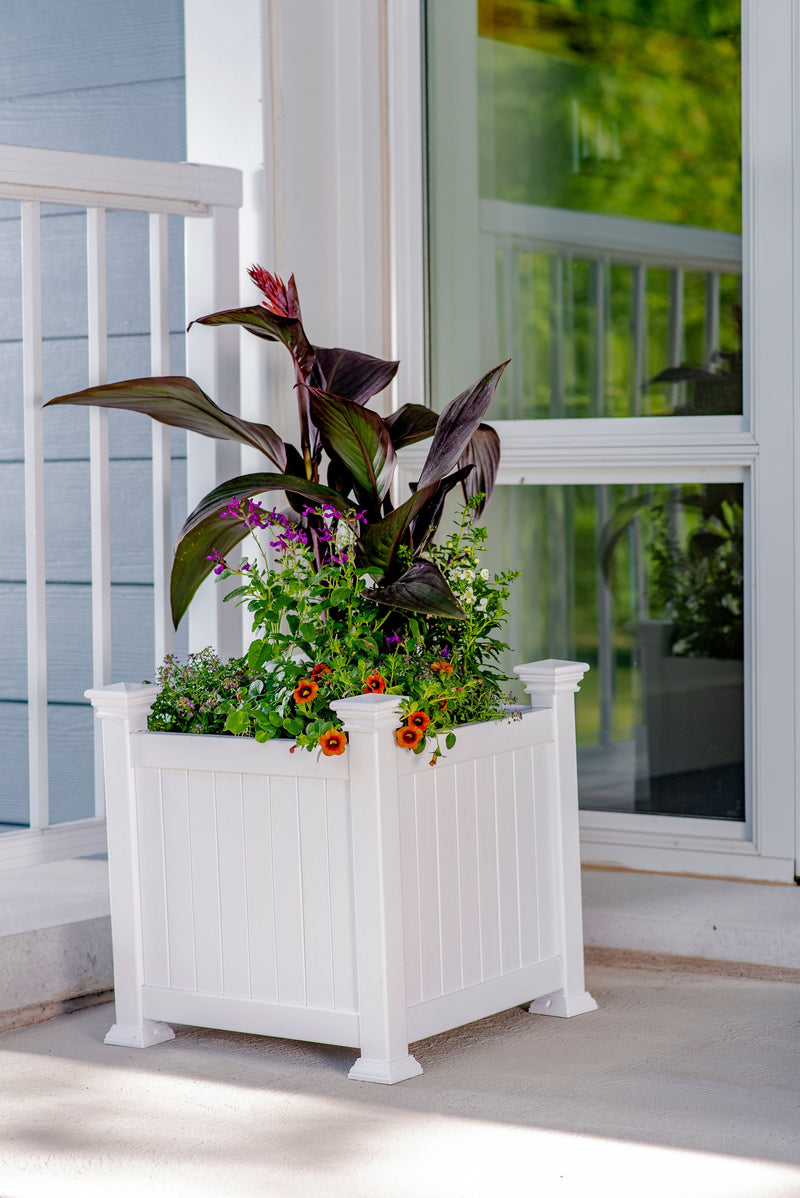 white square planter indoor Cardiff Planter Box, White