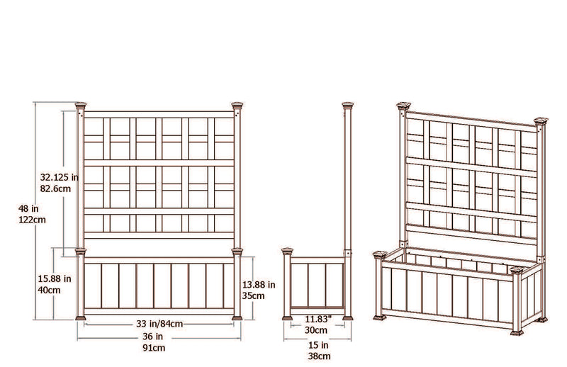 vinyl trellis planter box CLASSIC Huron Planter Box & Trellis