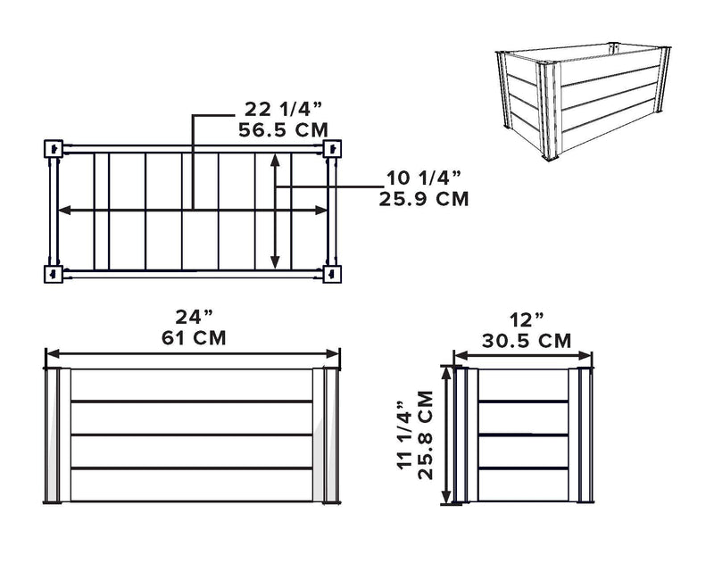 Mezza 12X24 Planter - 2 Pack Planter Vita 